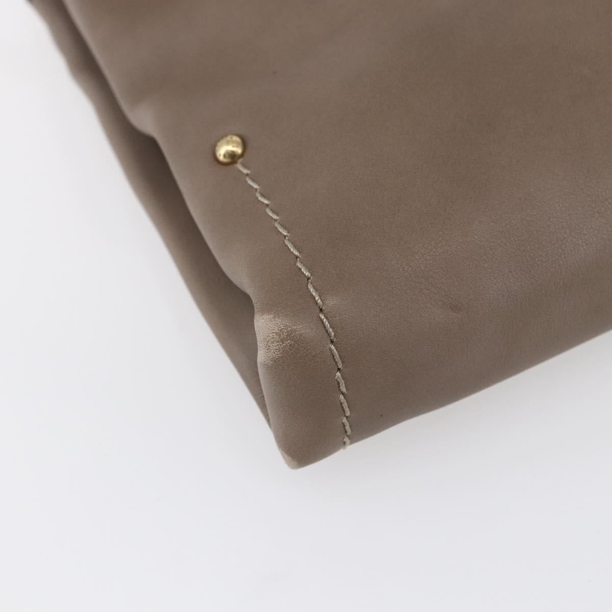 BALLY Shoulder Bag Leather Beige Gold Auth BA7570