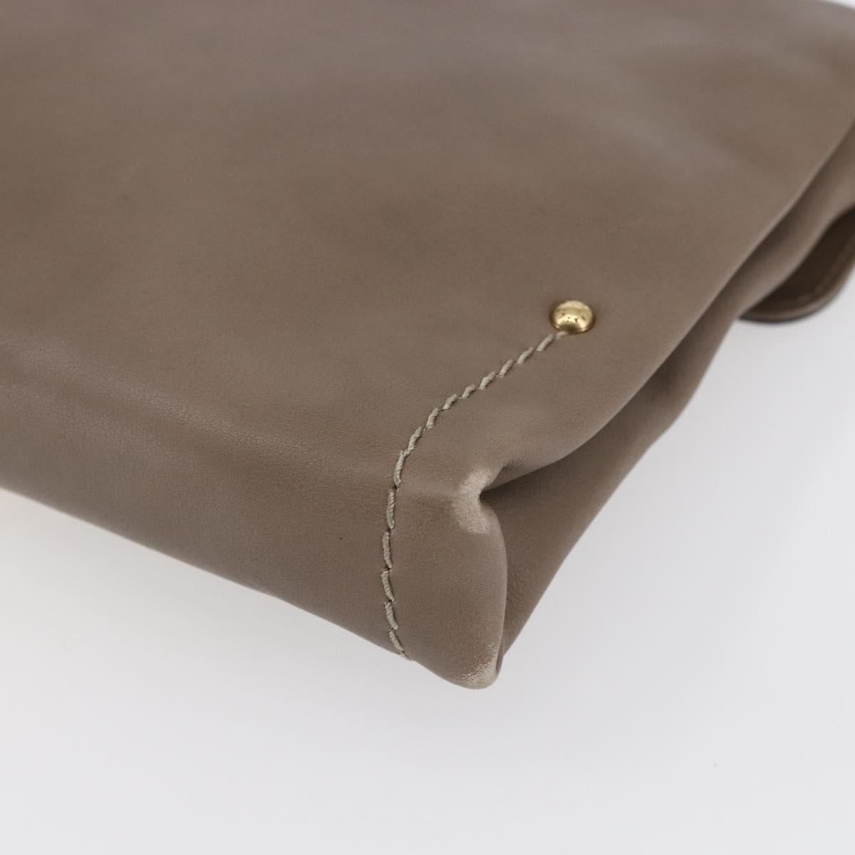 BALLY Shoulder Bag Leather Beige Gold Auth BA7570