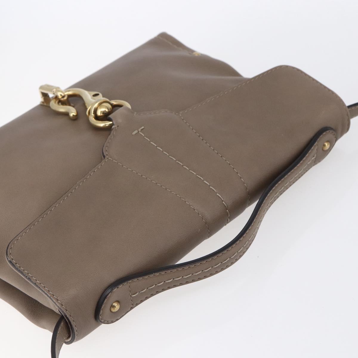 BALLY Shoulder Bag Leather Beige Gold Auth BA7570