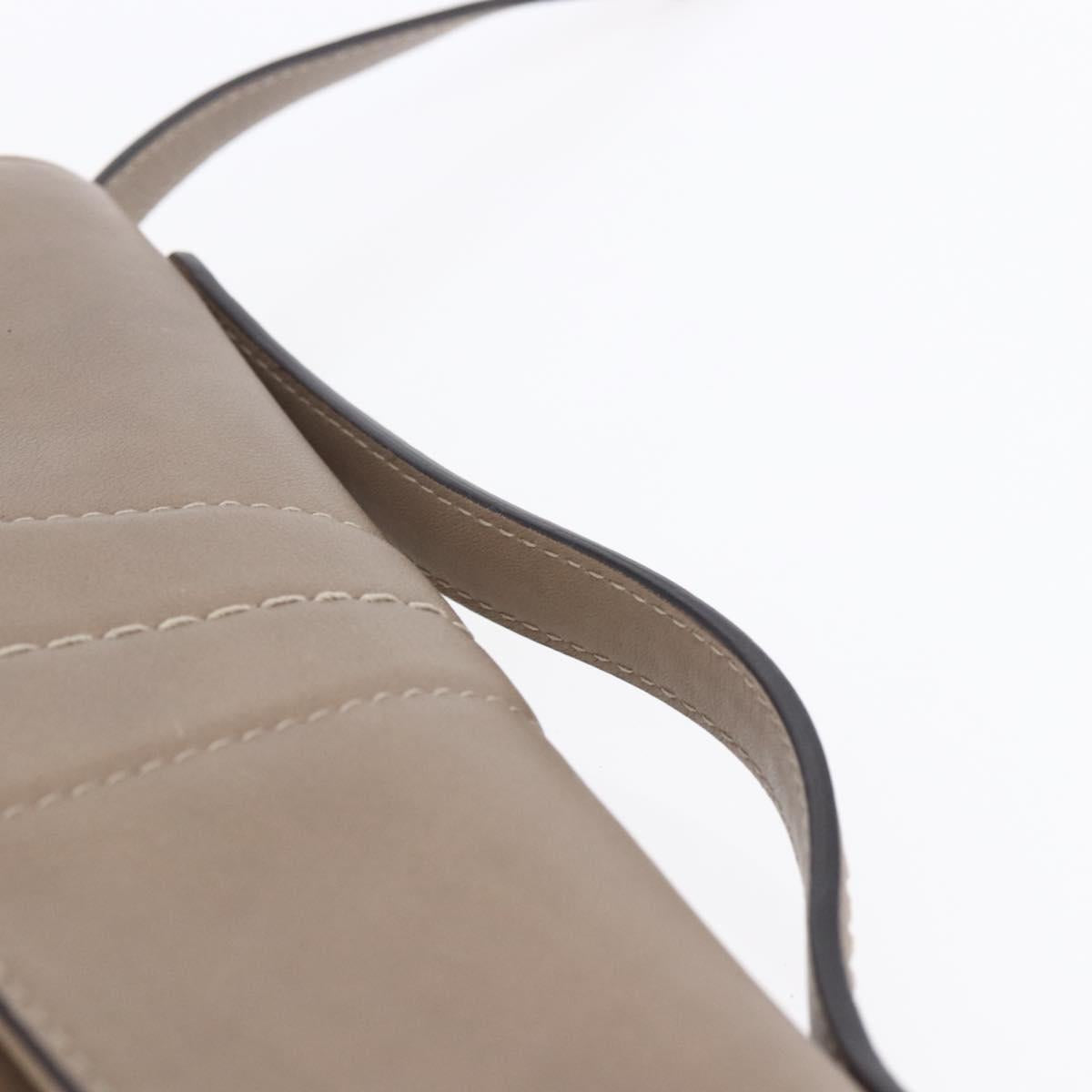 BALLY Shoulder Bag Leather Beige Gold Auth BA7570