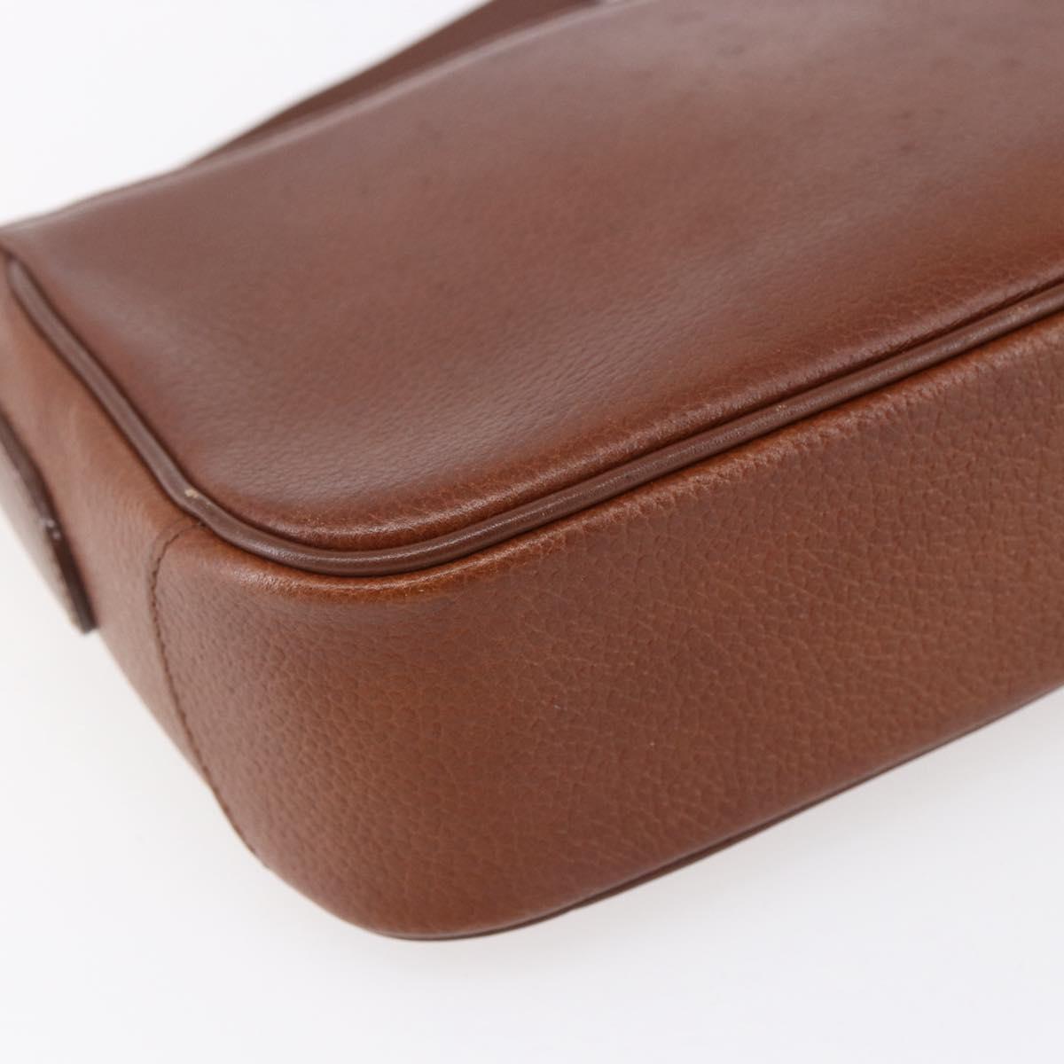 Burberrys Shoulder Bag Leather Gold Brown Auth BA7571