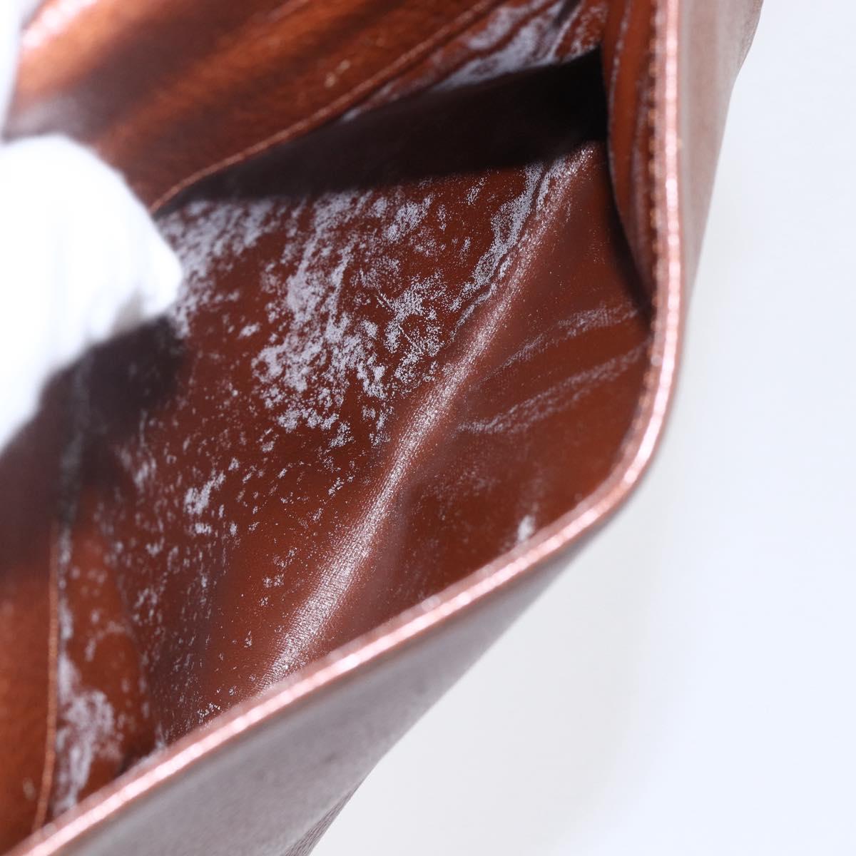 Burberrys Shoulder Bag Leather Gold Brown Auth BA7571