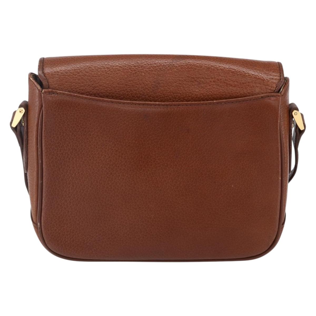 Burberrys Shoulder Bag Leather Gold Brown Auth BA7571