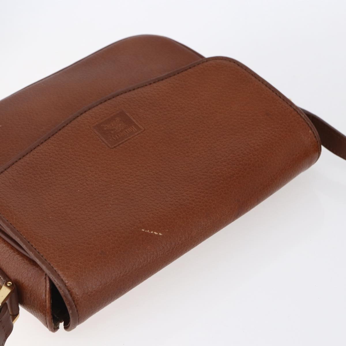 Burberrys Shoulder Bag Leather Gold Brown Auth BA7571