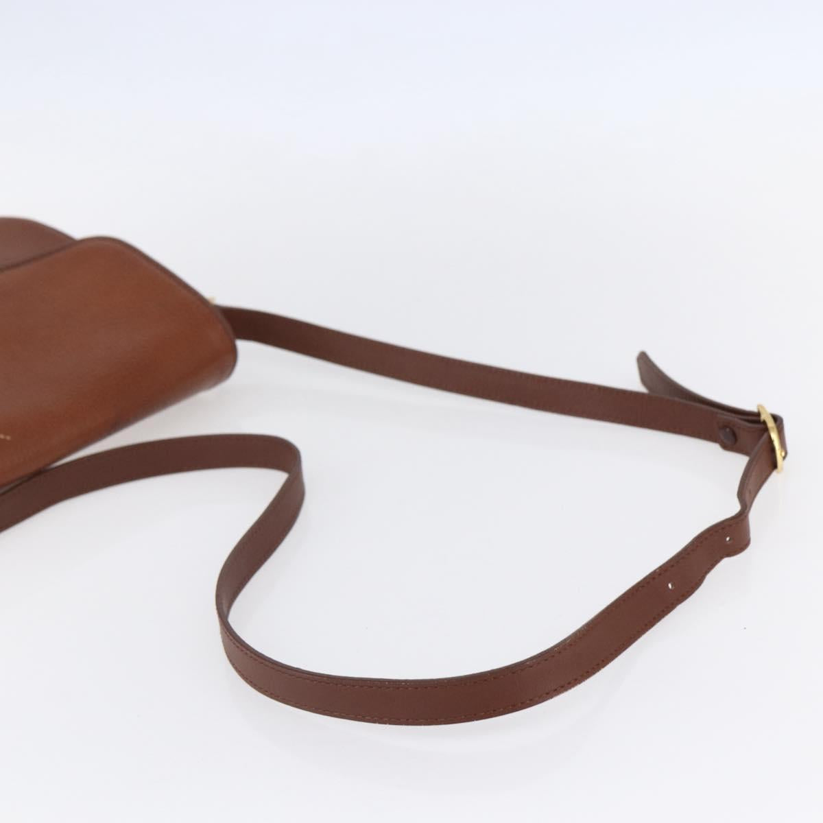 Burberrys Shoulder Bag Leather Gold Brown Auth BA7571