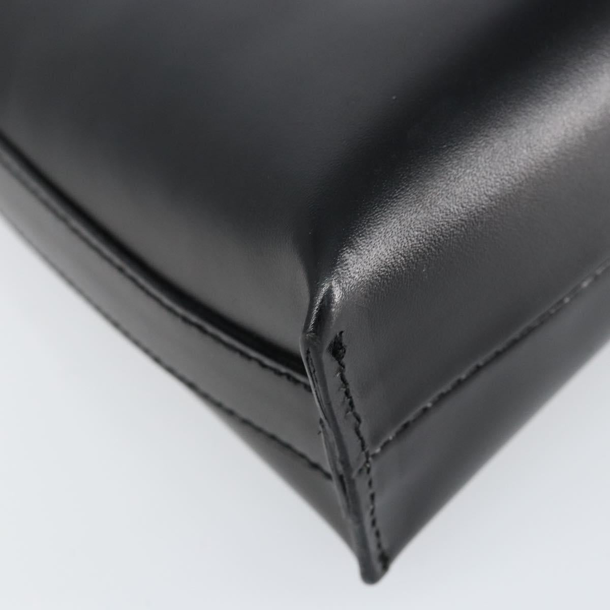 BURBERRY Hand Bag Leather Black Silver Auth BA7572