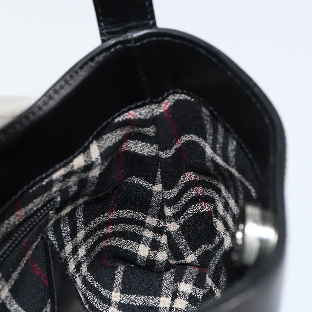 BURBERRY Hand Bag Leather Black Silver Auth BA7572