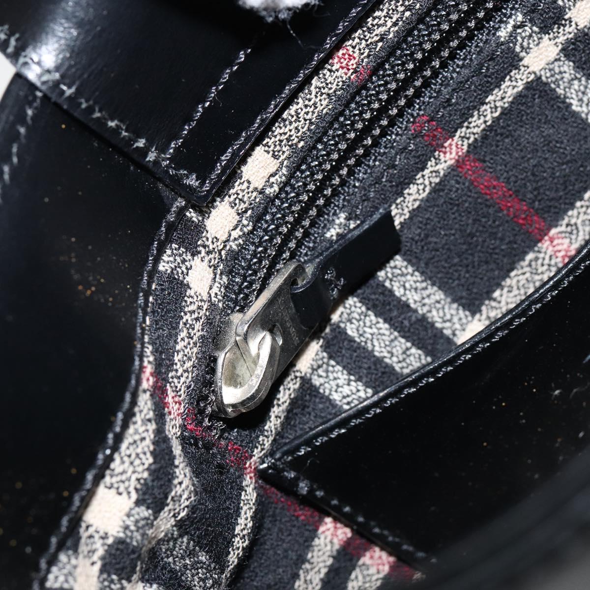 BURBERRY Hand Bag Leather Black Silver Auth BA7572