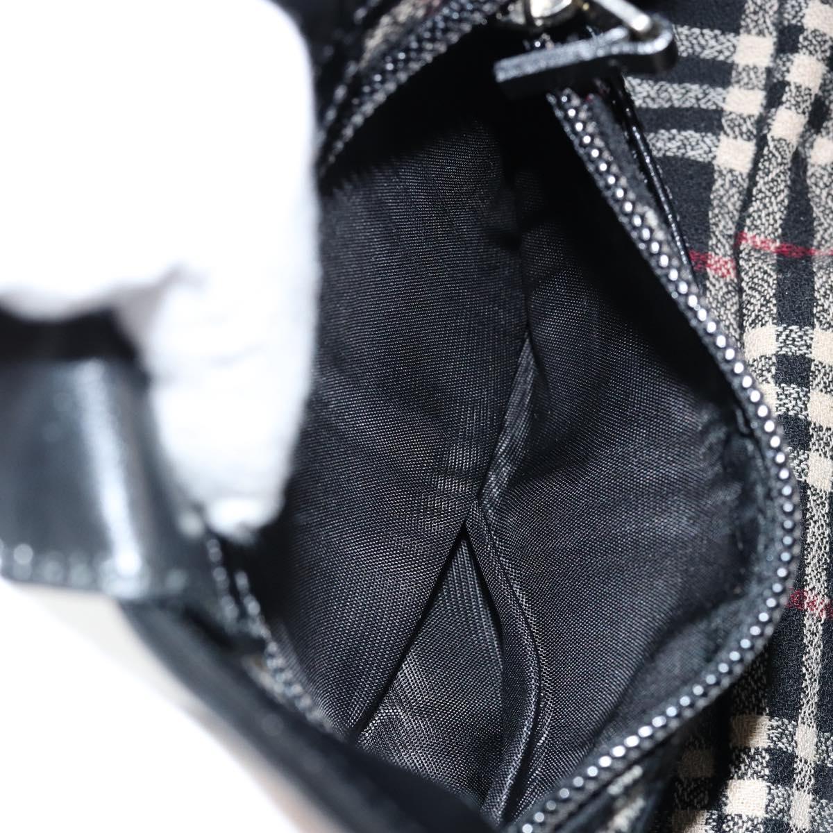 BURBERRY Hand Bag Leather Black Silver Auth BA7572