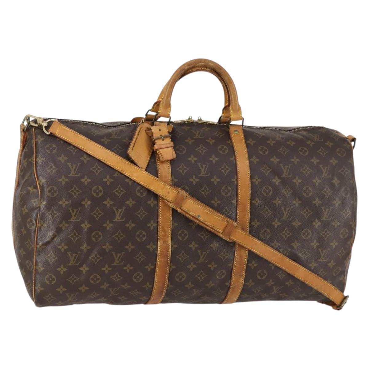 LOUIS VUITTON Monogram Keepall Bandouliere 60 Boston Bag M41412 LV Auth BA7613