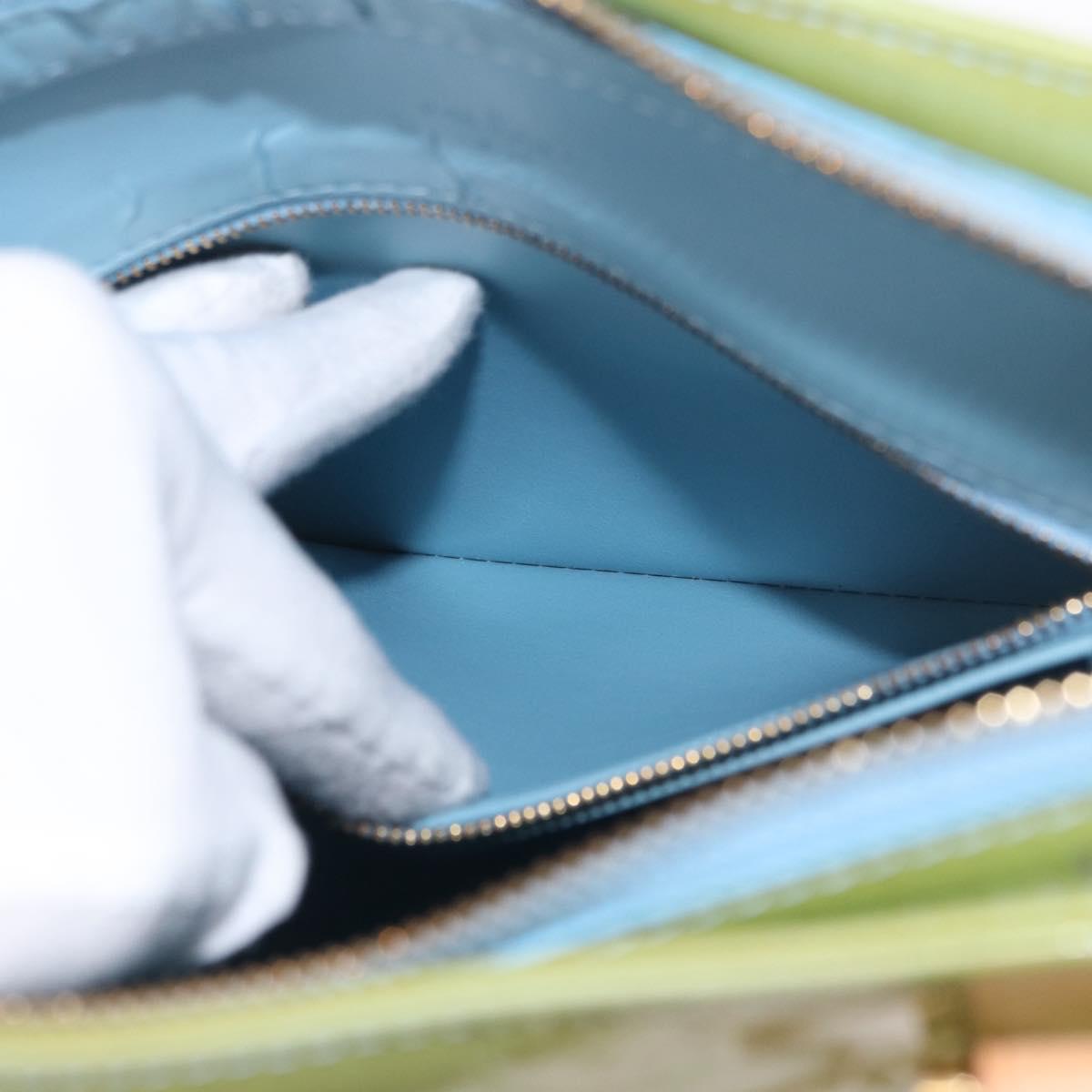 LOUIS VUITTON Monogram Vernis Houston Hand Bag Baby Blue M91005 LV Auth BA7640