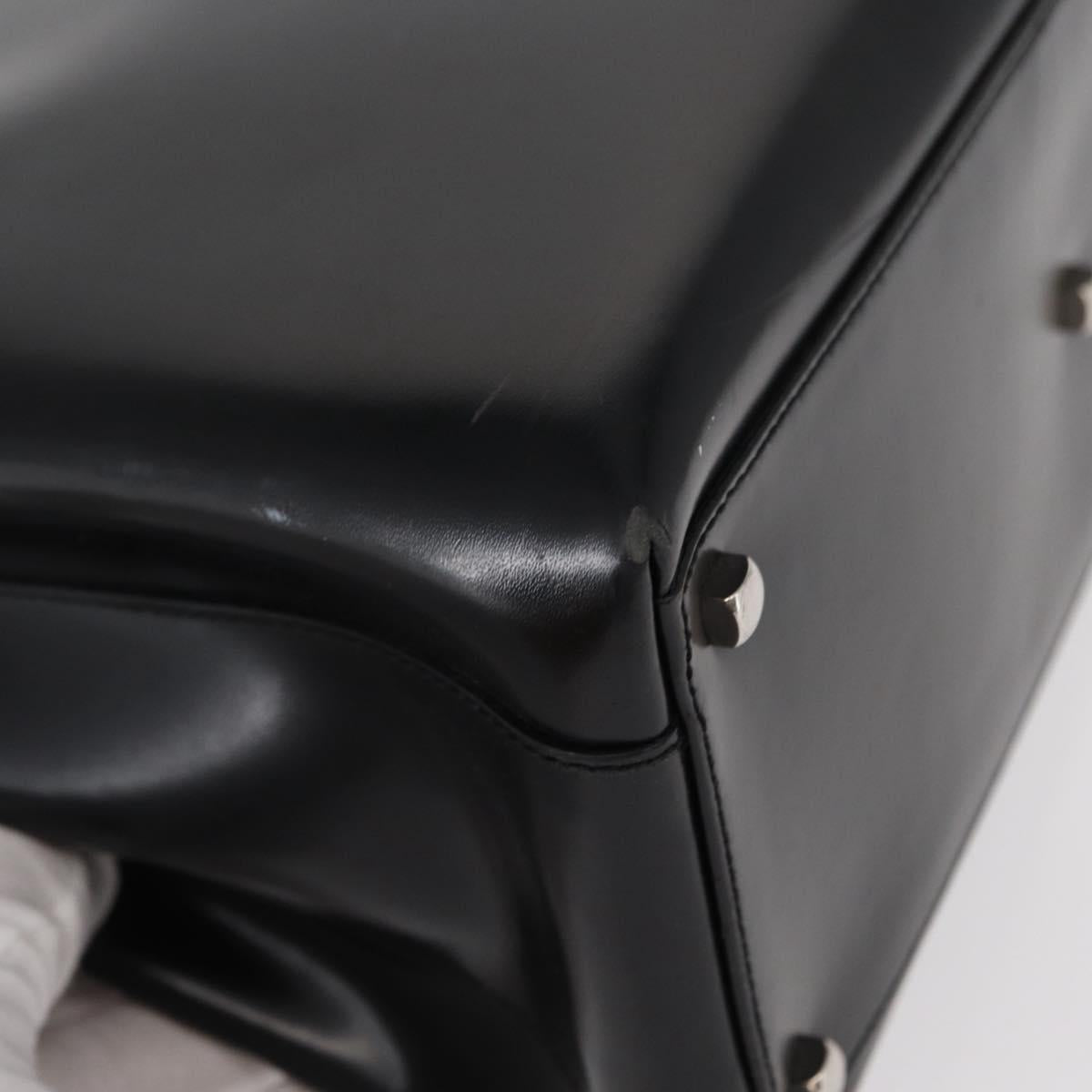 Salvatore Ferragamo Gancini Hand Bag Leather Silver Black Auth BA7660