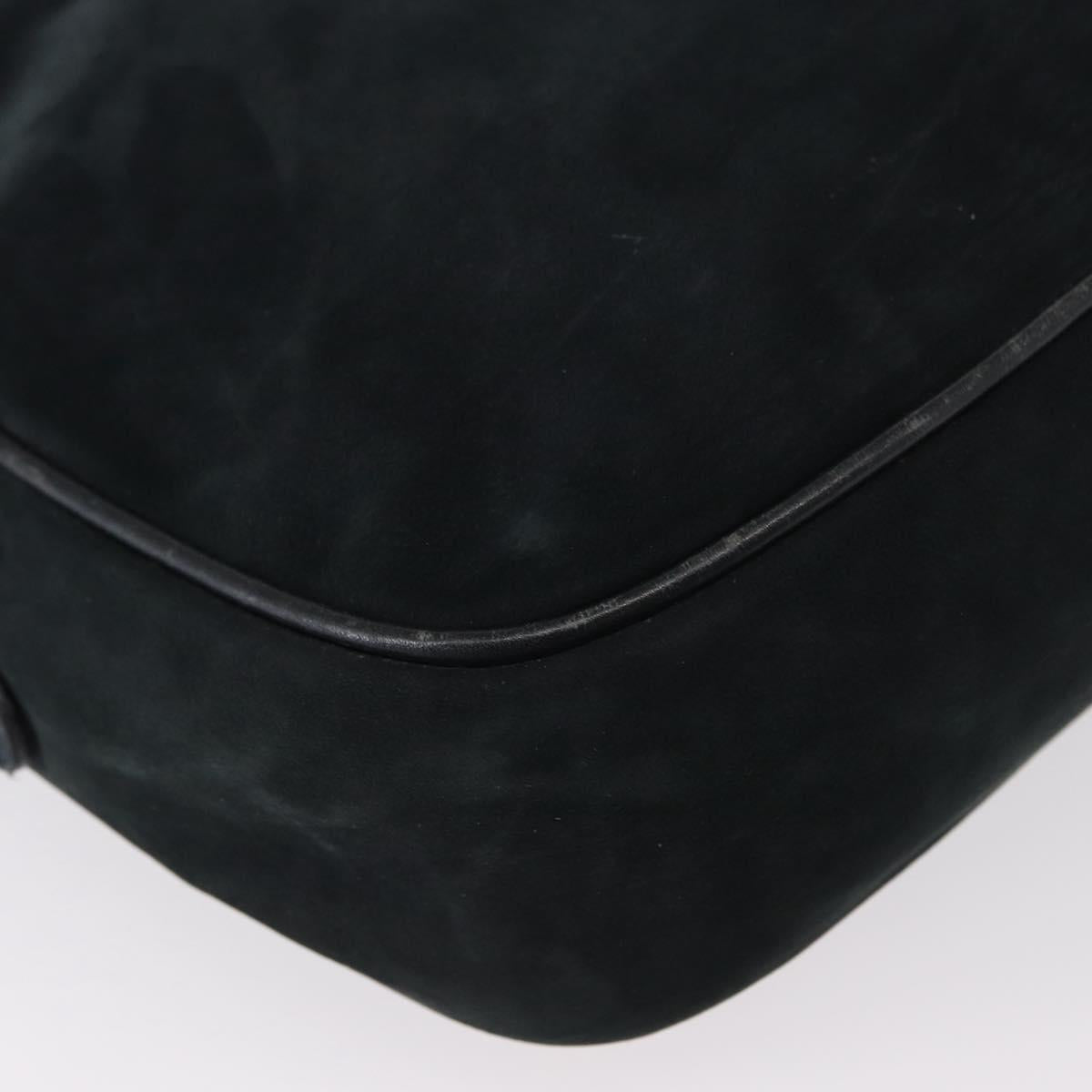 Salvatore Ferragamo Vala Shoulder Bag Suede Navy Gold Auth BA7661