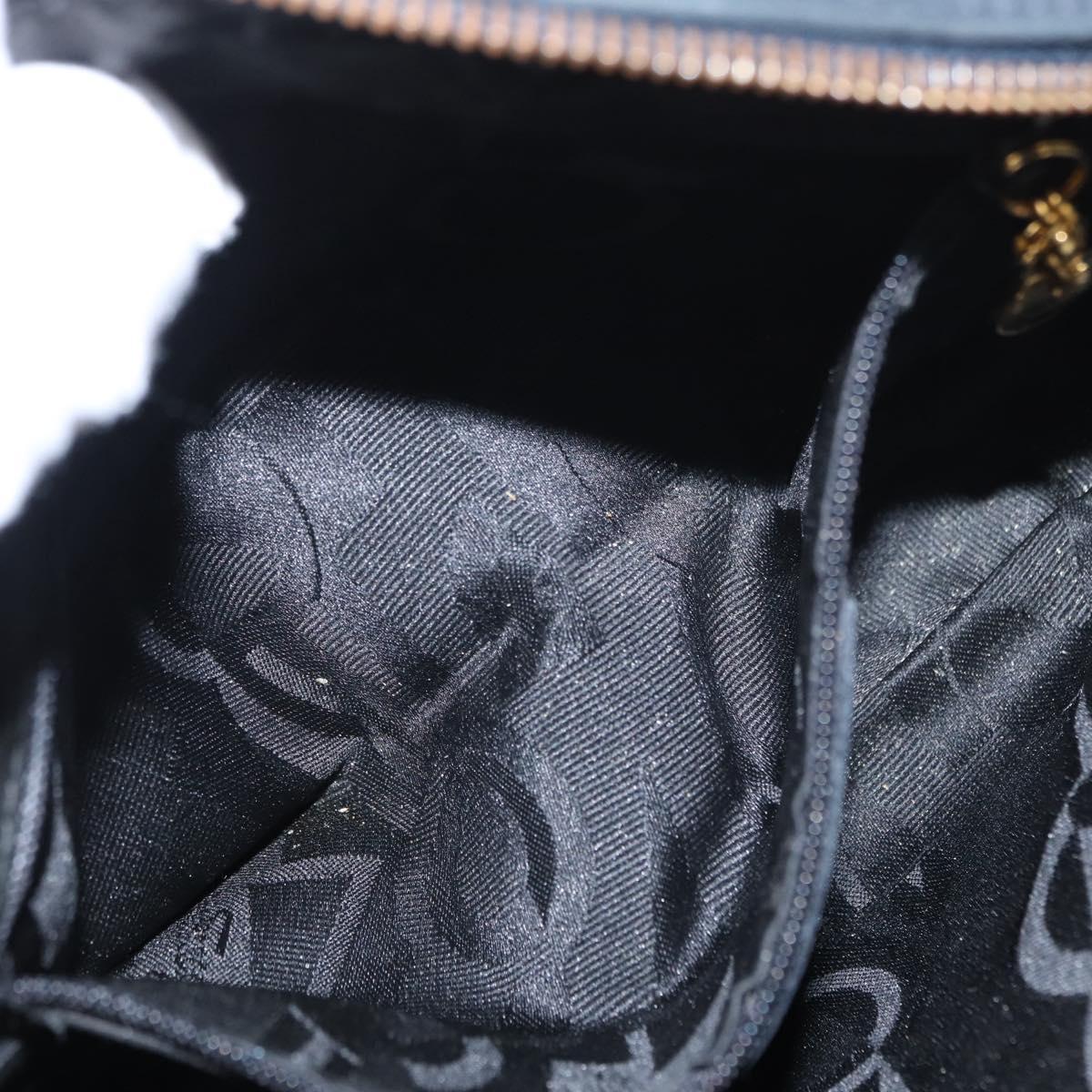 Salvatore Ferragamo Vala Shoulder Bag Suede Navy Gold Auth BA7661