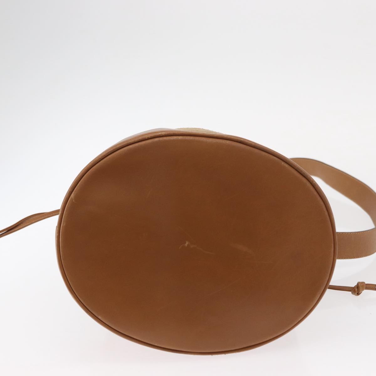 Salvatore Ferragamo Shoulder Bag Suede Leather Beige Gold Auth BA7664