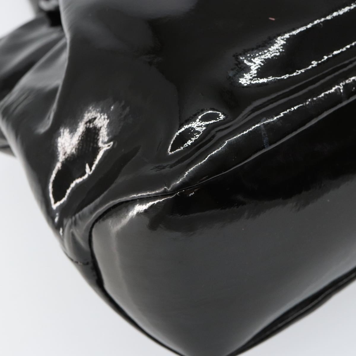 Salvatore Ferragamo Tote Bag Enamel Black Auth BA7665