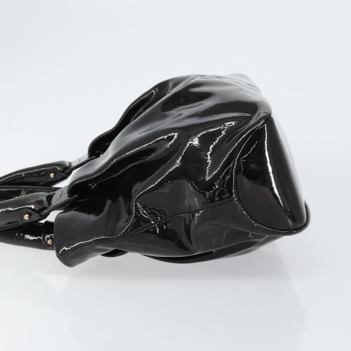 Salvatore Ferragamo Tote Bag Enamel Black Auth BA7665