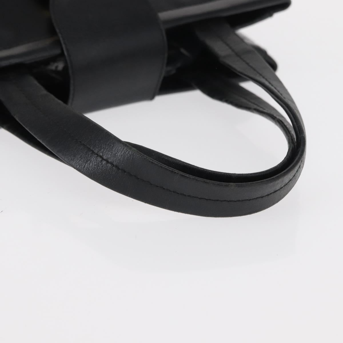 Salvatore Ferragamo Vala Hand Bag Leather Black Gold Auth BA7667