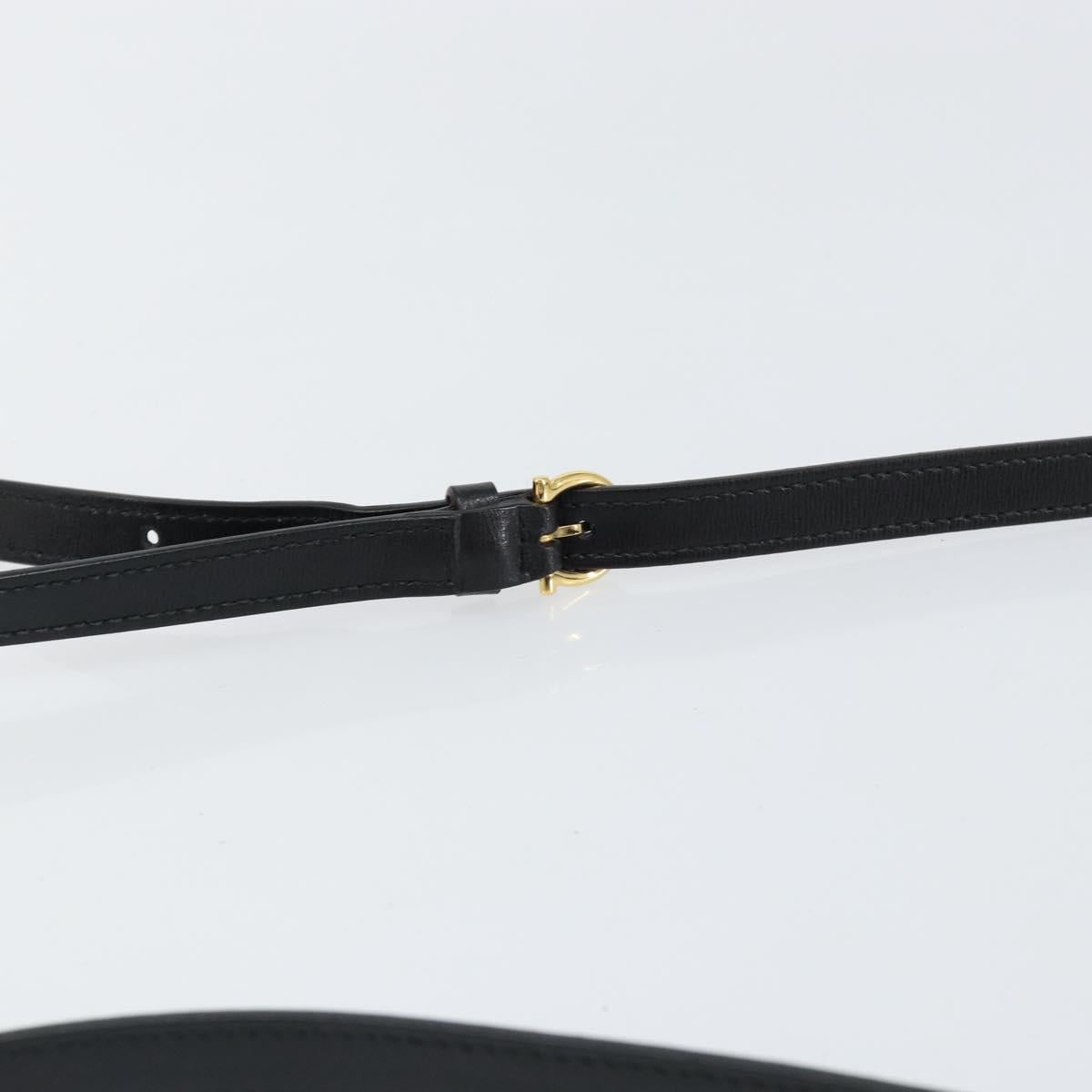 Salvatore Ferragamo Gancini Shoulder Bag Leather Black Gold Auth BA7668