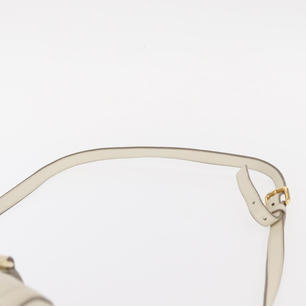 Salvatore Ferragamo Vala Hand Bag Leather 2way White Gold Auth BA7669