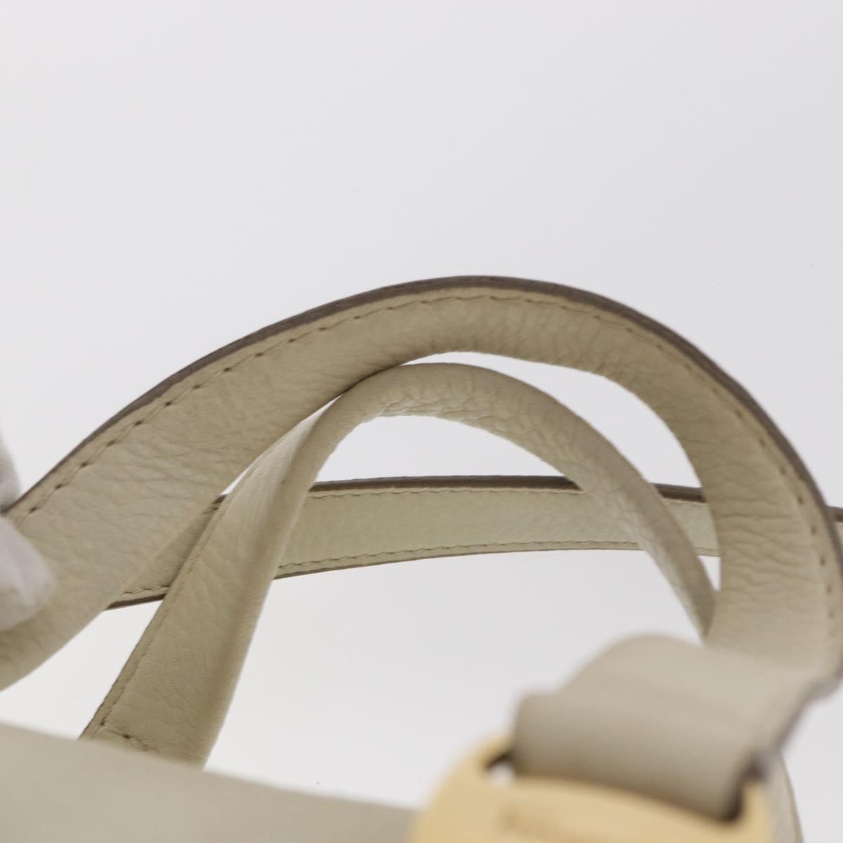 Salvatore Ferragamo Vala Hand Bag Leather 2way White Gold Auth BA7669