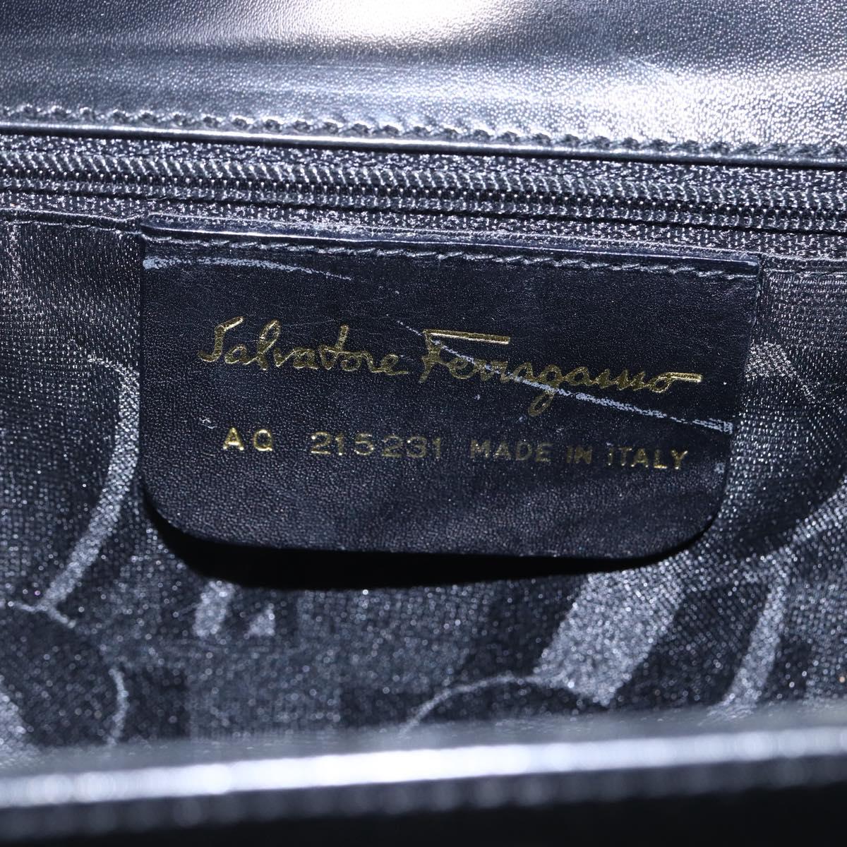 Salvatore Ferragamo Vala Shoulder Bag Leather Black Gold Auth BA7670