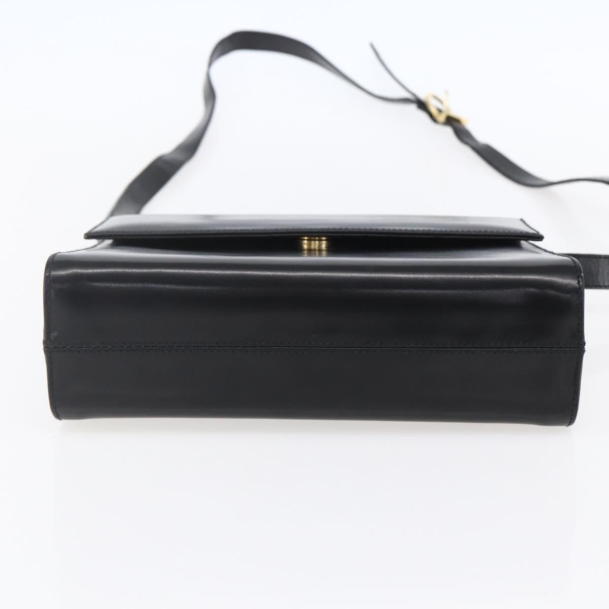 Salvatore Ferragamo Vala Shoulder Bag Leather Black Gold Auth BA7670