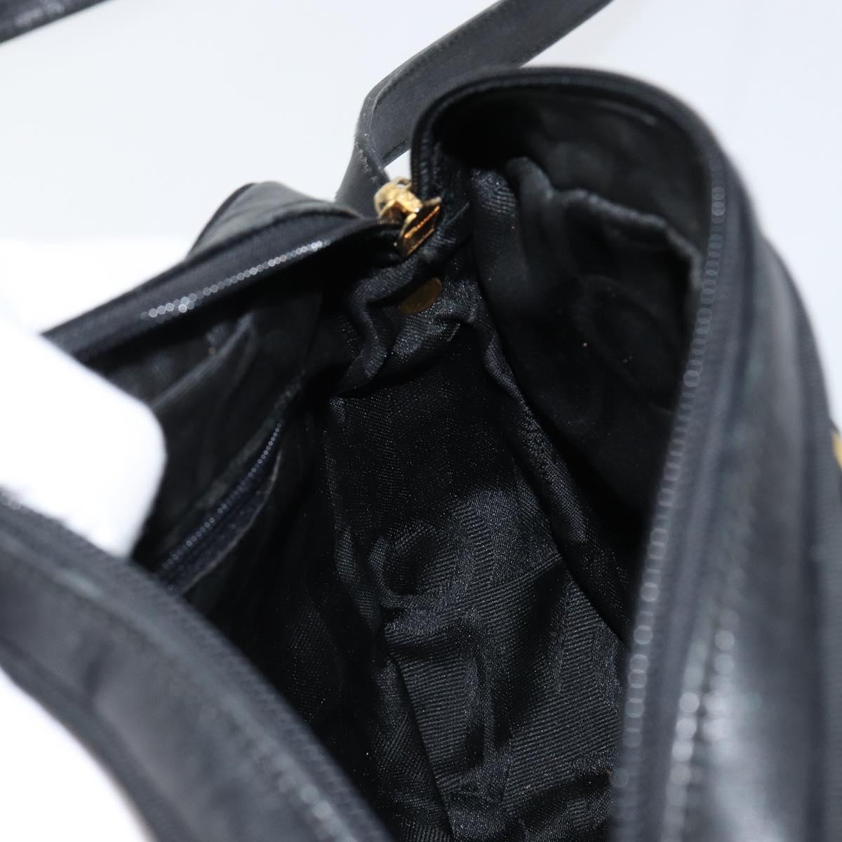 Salvatore Ferragamo Vala Shoulder Bag Leather Black Gold Auth BA7671