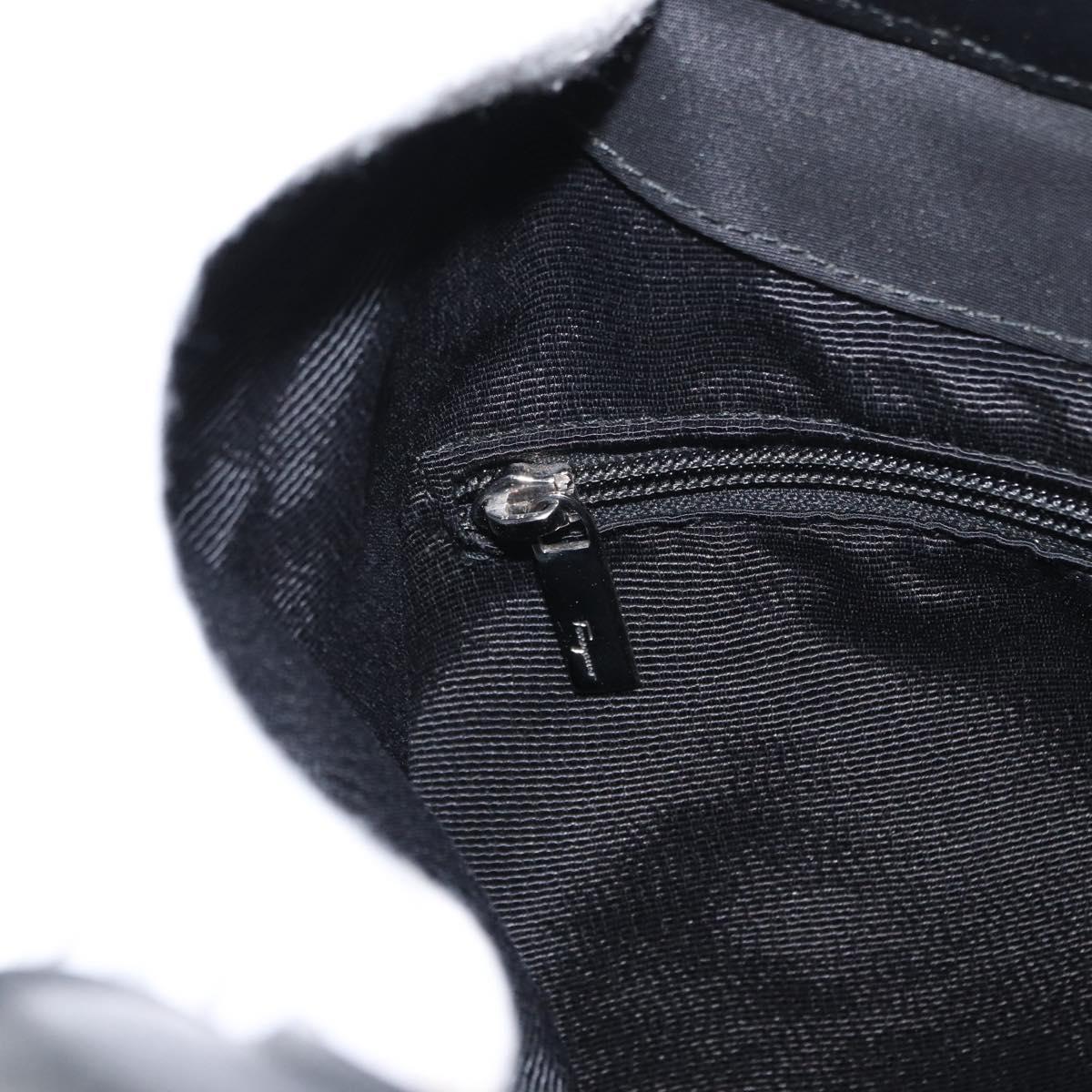 Salvatore Ferragamo Vala Hand Bag Nylon Leather 2way Black Silver Auth BA7673