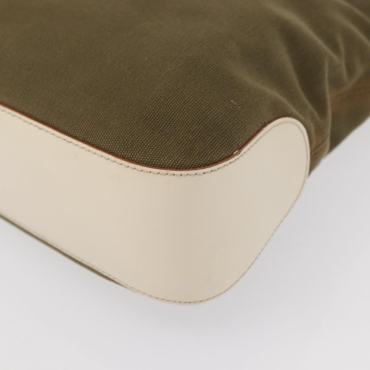 Salvatore Ferragamo Gancini Shoulder Bag Canvas Beige Silver Auth BA7674