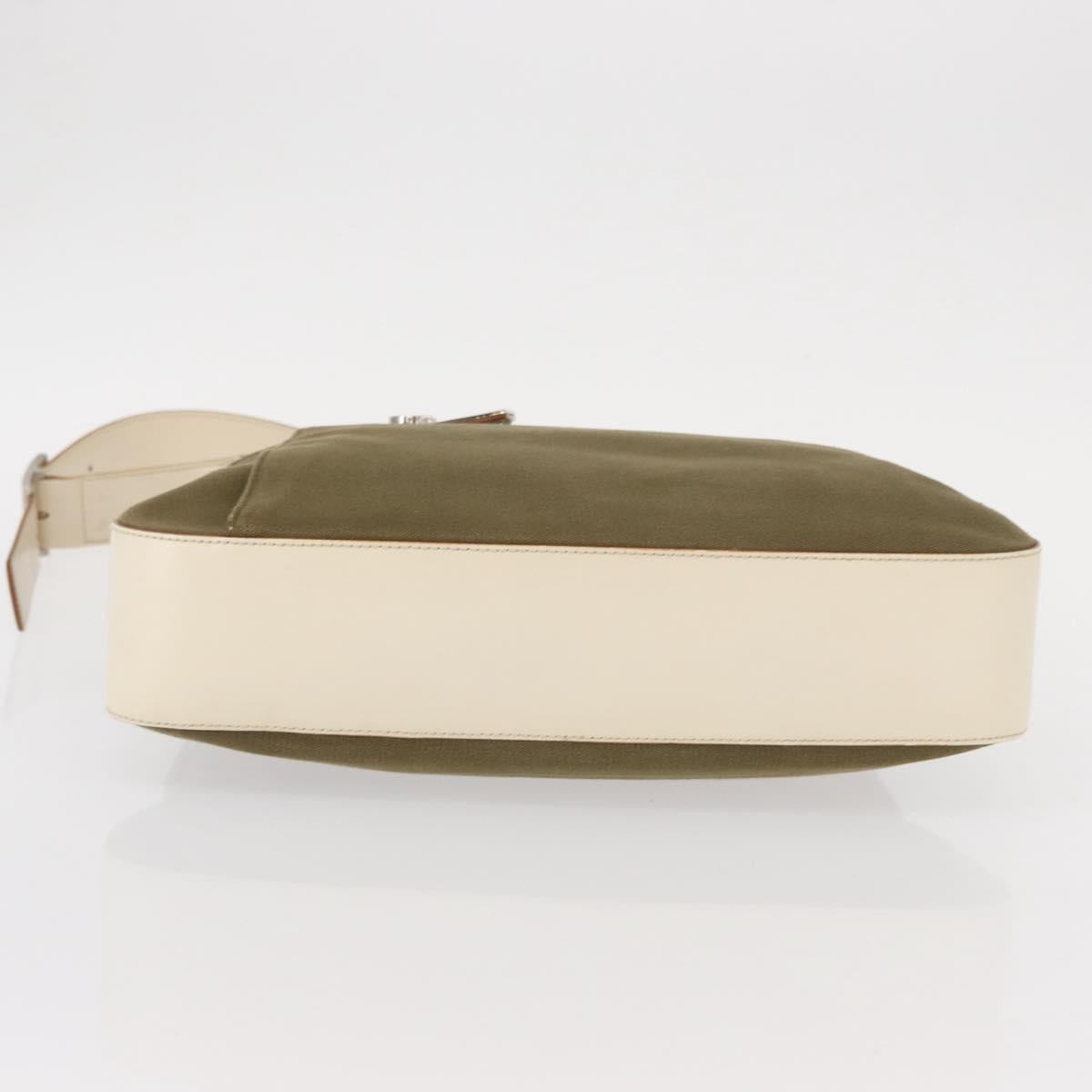 Salvatore Ferragamo Gancini Shoulder Bag Canvas Beige Silver Auth BA7674