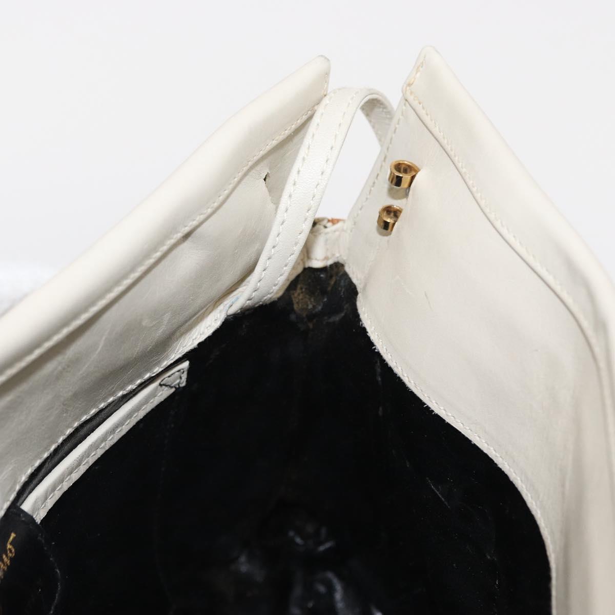 Salvatore Ferragamo Vala Shoulder Bag Leather White Gold Auth BA7675