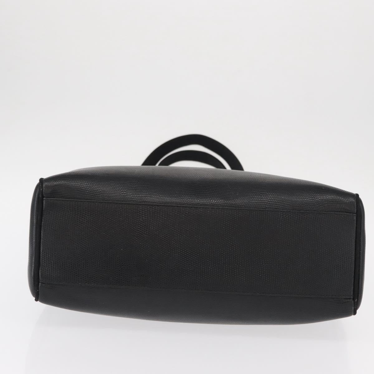 Salvatore Ferragamo Vala Tote Bag Leather Black Gold Auth BA7676