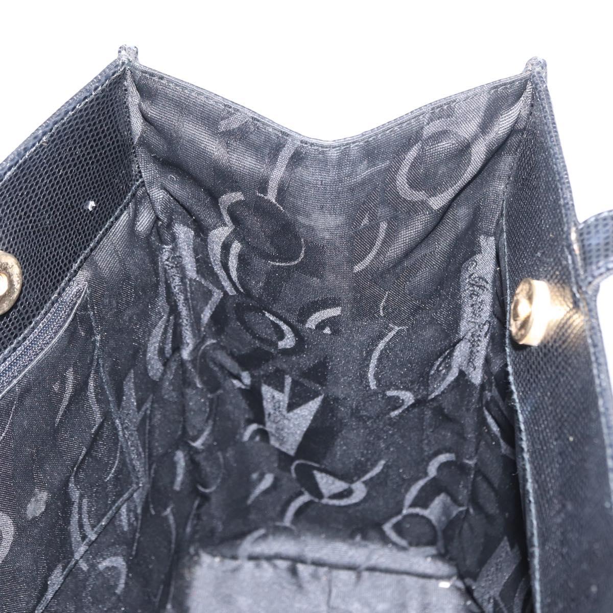 Salvatore Ferragamo Vala Tote Bag Leather Black Gold Auth BA7676