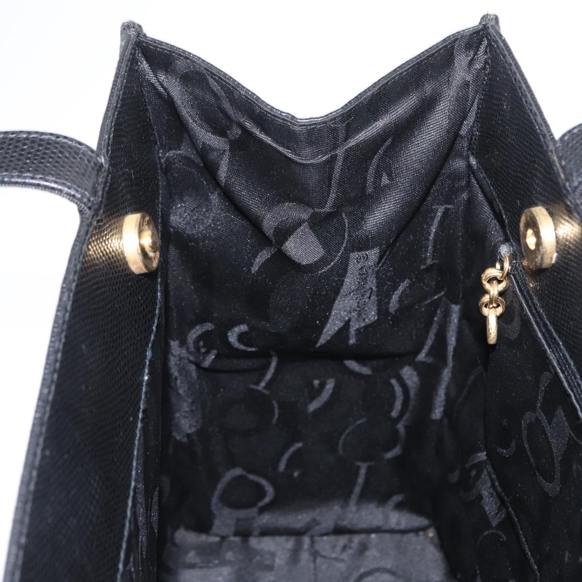 Salvatore Ferragamo Vala Tote Bag Leather Black Gold Auth BA7676