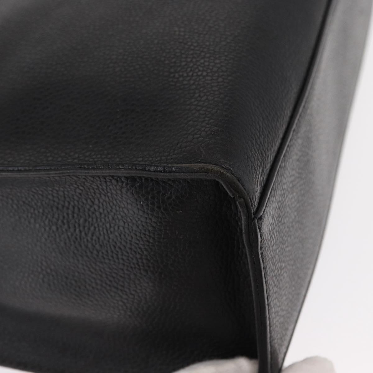 VALENTINO Shoulder Bag Leather Black Gold Auth BA7678