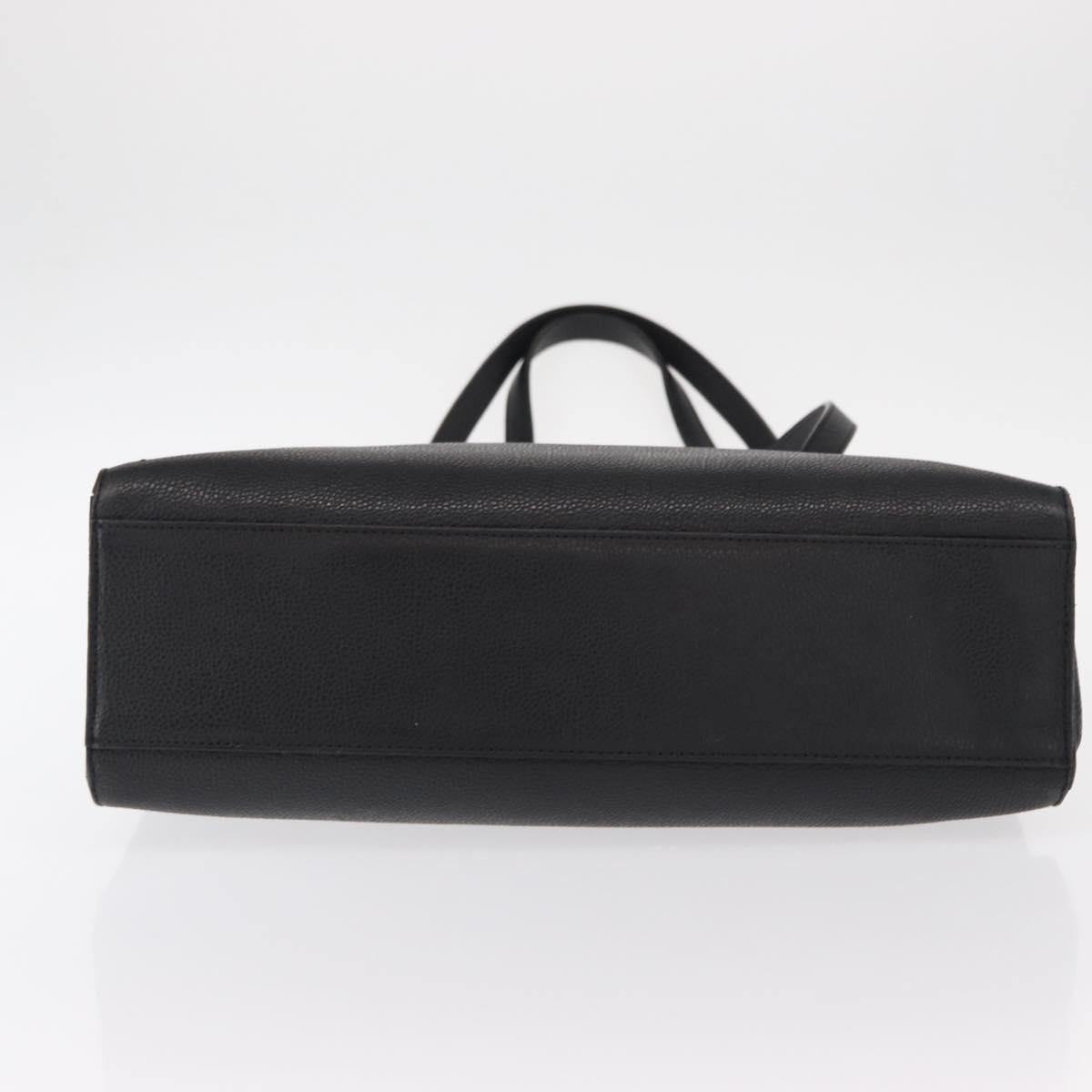 VALENTINO Shoulder Bag Leather Black Gold Auth BA7678