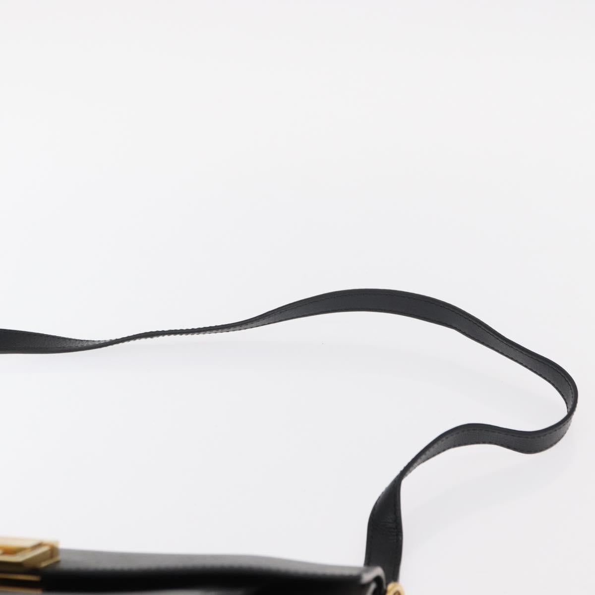 GIVENCHY Chain Shoulder Bag Leather Black Gold Auth BA7680