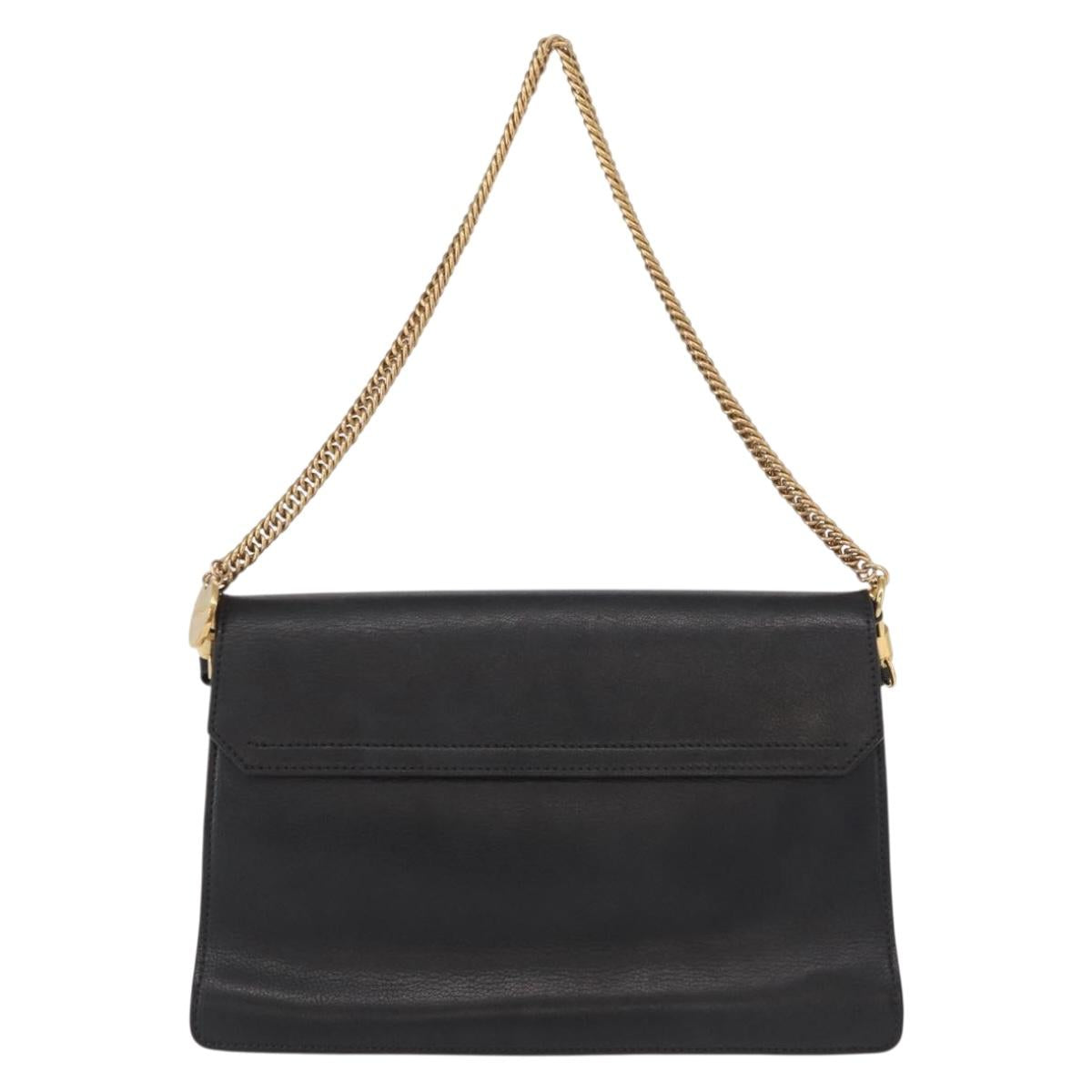 GIVENCHY Chain Shoulder Bag Leather Black Gold Auth BA7680