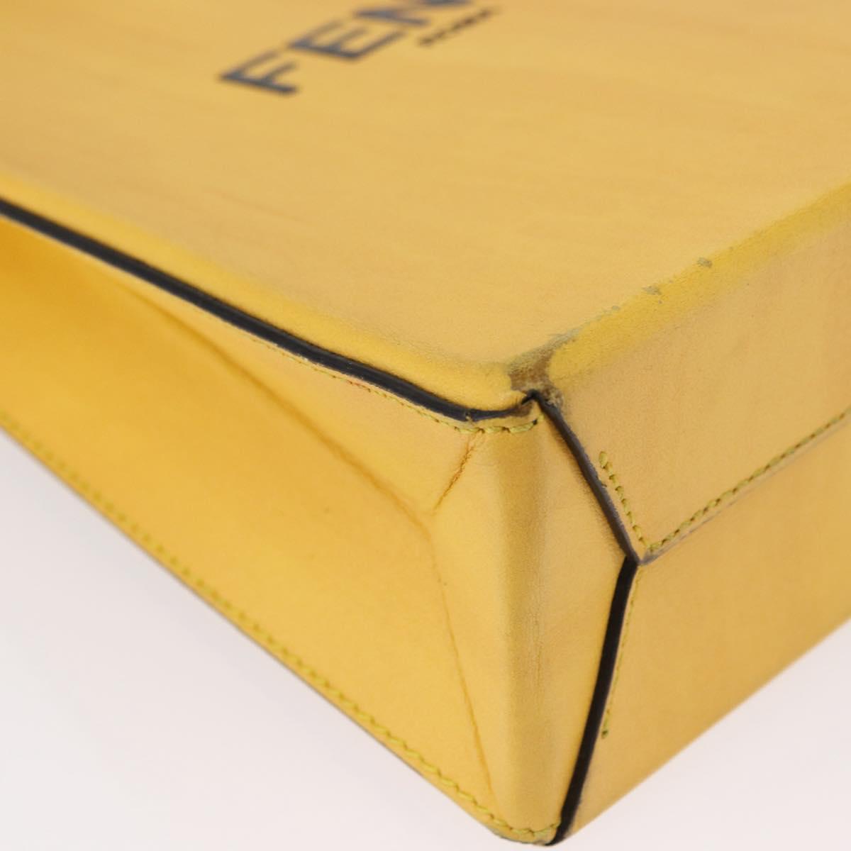 FENDI Hand Bag Leather 2way Yellow Gold Auth BA7681