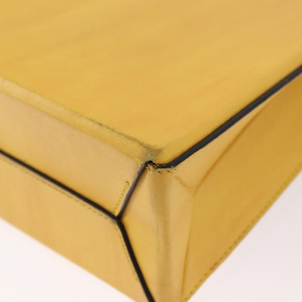 FENDI Hand Bag Leather 2way Yellow Gold Auth BA7681