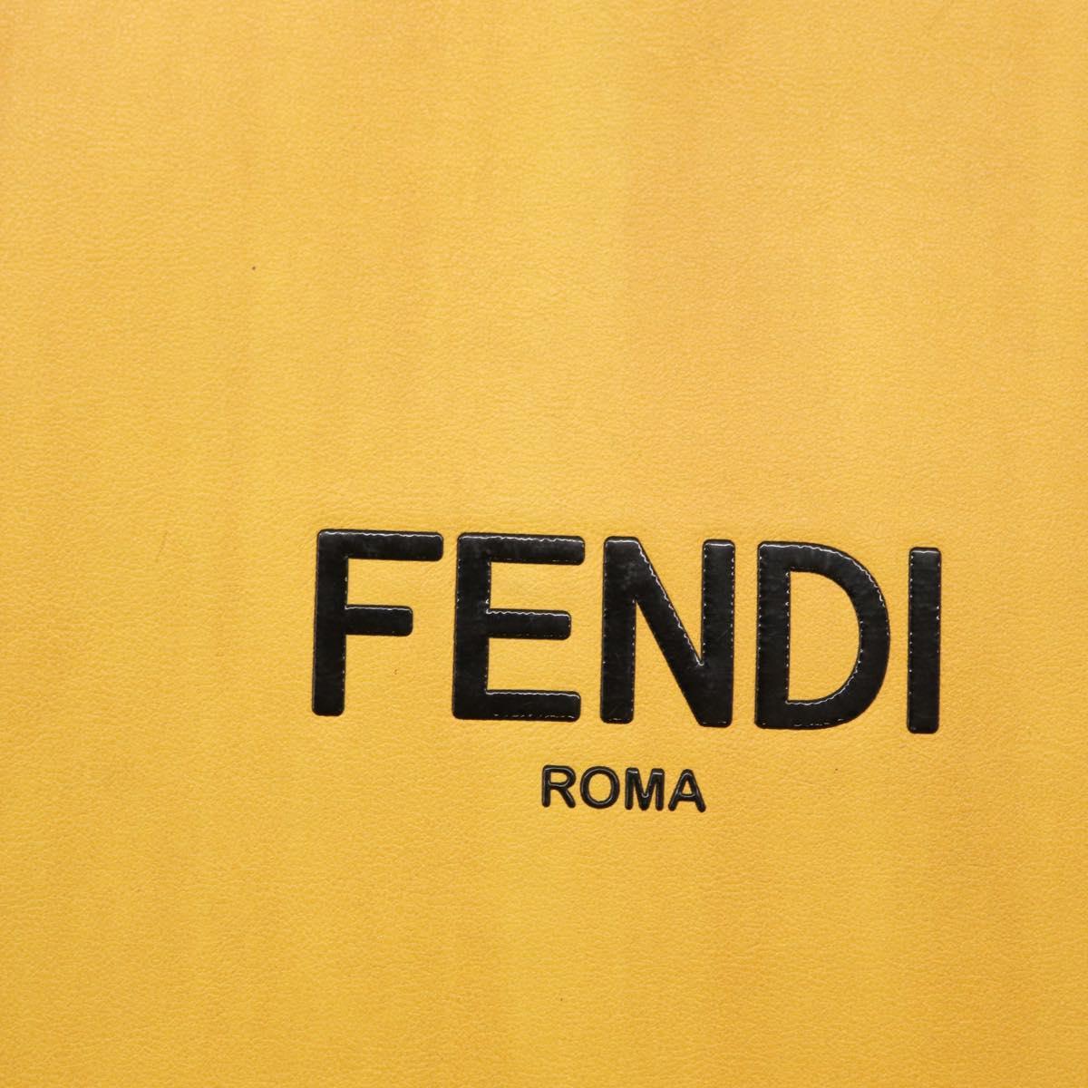 FENDI Hand Bag Leather 2way Yellow Gold Auth BA7681