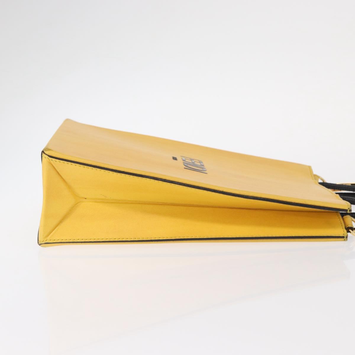 FENDI Hand Bag Leather 2way Yellow Gold Auth BA7681