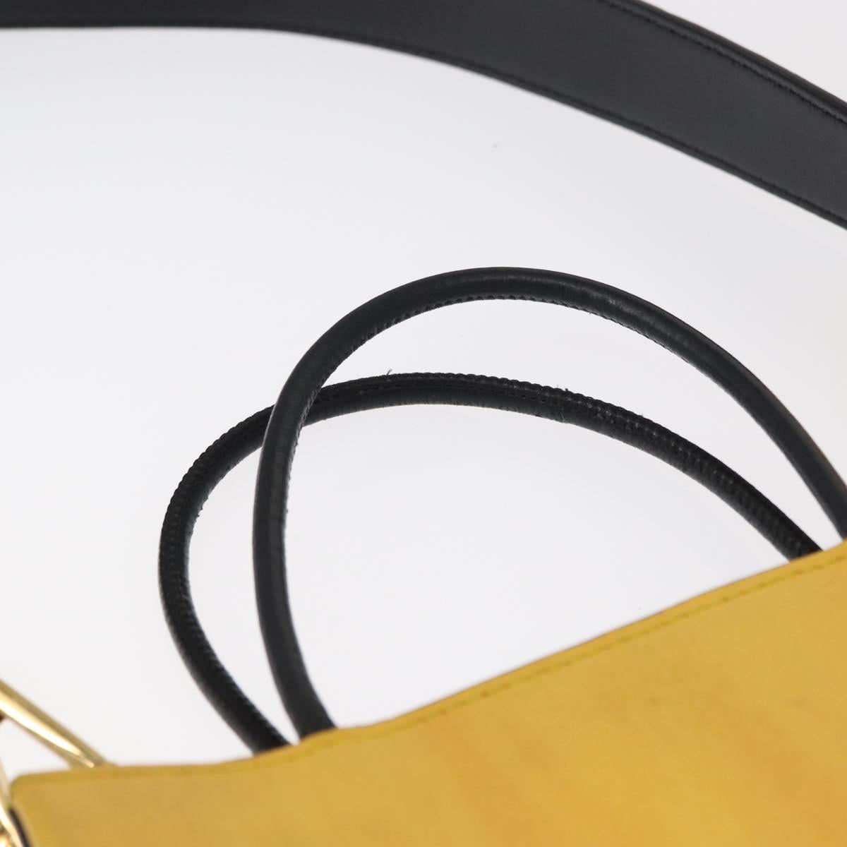 FENDI Hand Bag Leather 2way Yellow Gold Auth BA7681