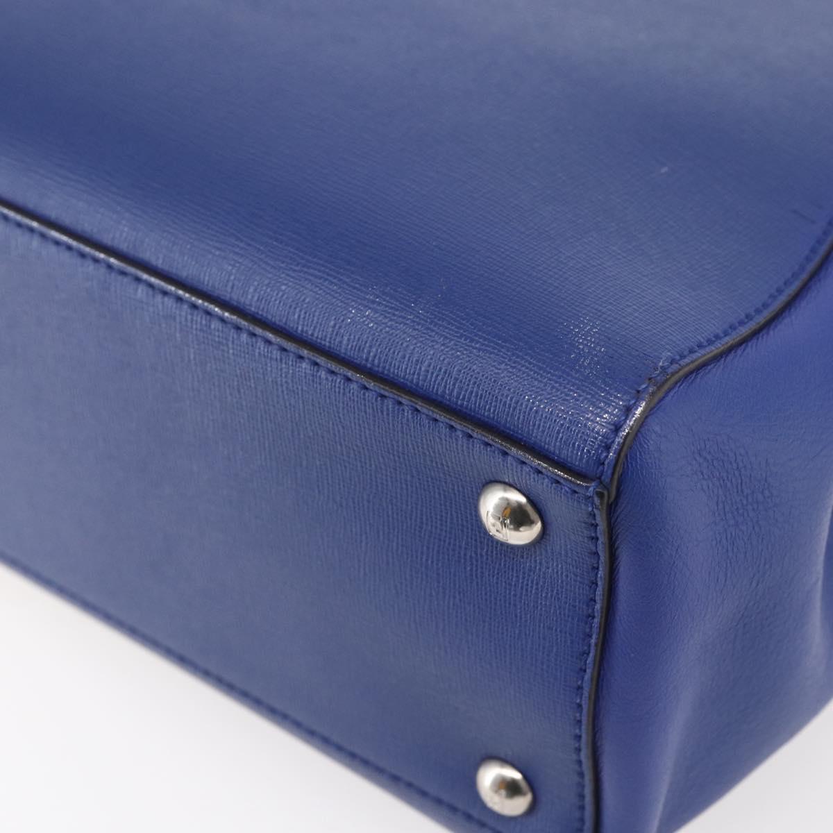 FENDI Petite To Jules Hand Bag Leather 2way Blue Silver Auth BA7682