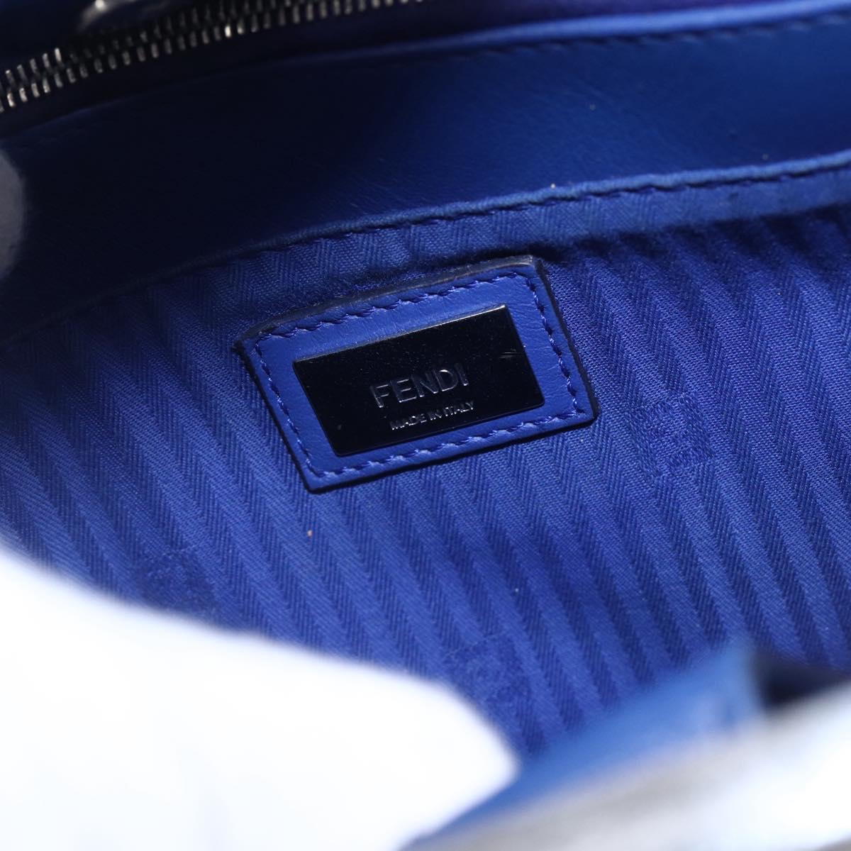 FENDI Petite To Jules Hand Bag Leather 2way Blue Silver Auth BA7682