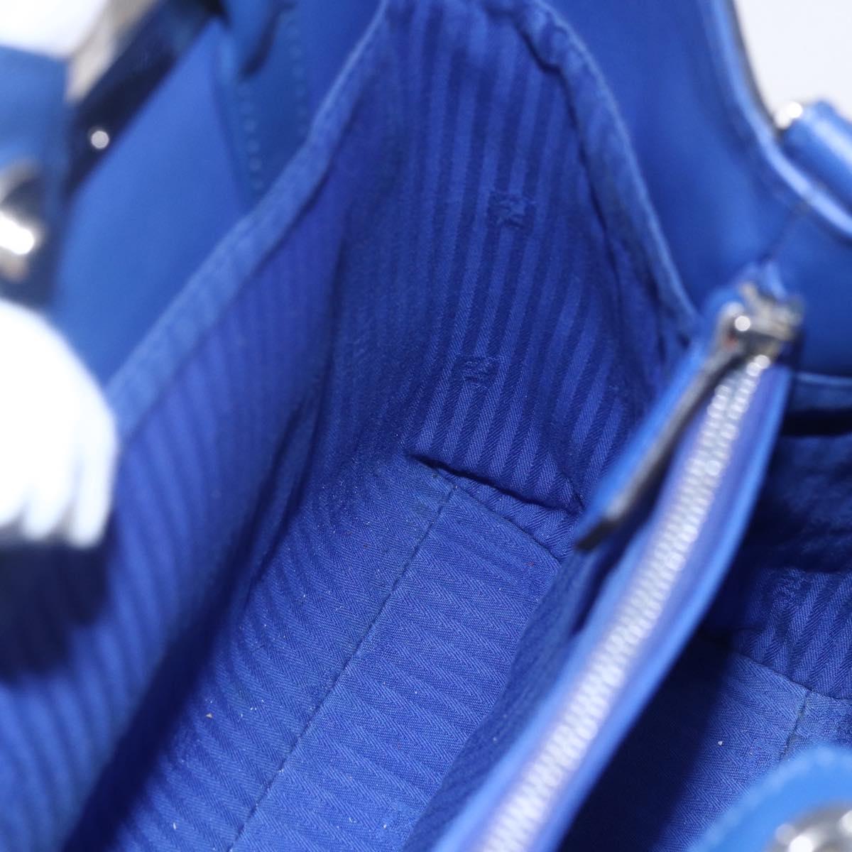 FENDI Petite To Jules Hand Bag Leather 2way Blue Silver Auth BA7682