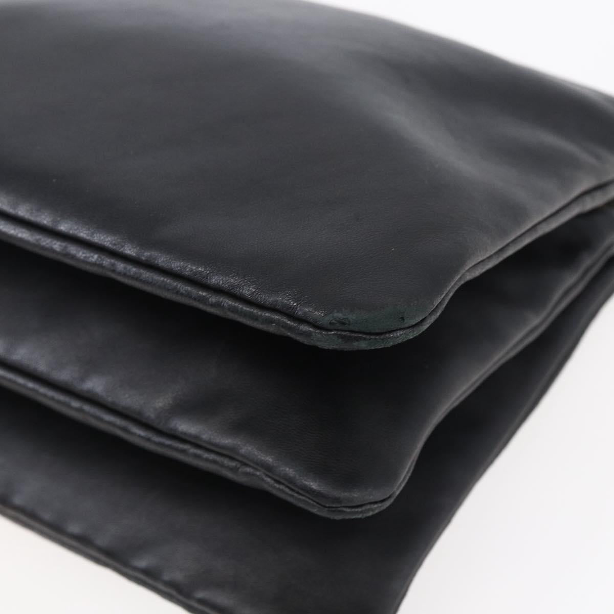 CELINE Trio Small Shoulder Bag Leather Black Gold Auth BA7683