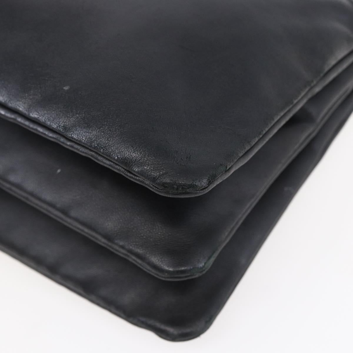 CELINE Trio Small Shoulder Bag Leather Black Gold Auth BA7683