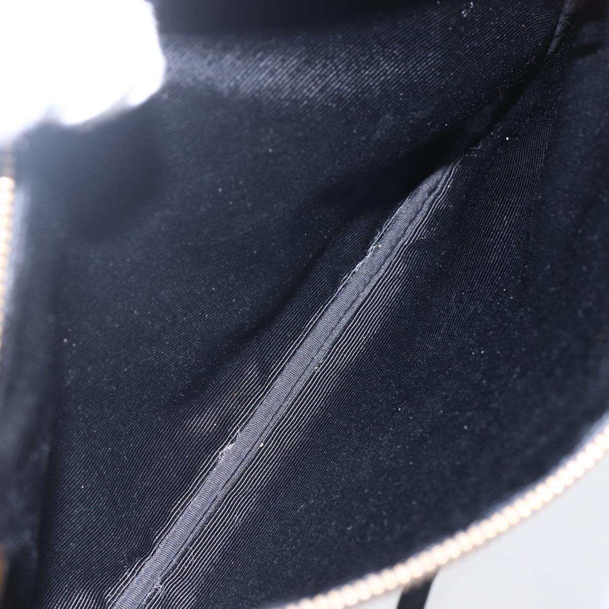 CELINE Trio Small Shoulder Bag Leather Black Gold Auth BA7683